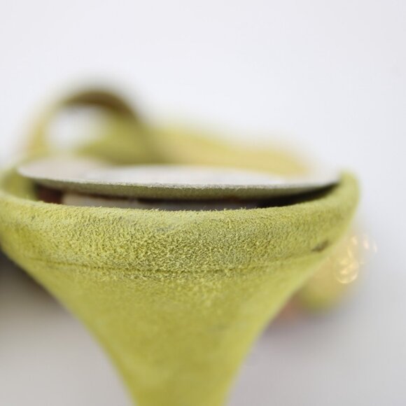 Versace Heels Sz 37 Lime Green Gold Studded Leather Suede AS IS 3" Heels - Picture 15 of 16
